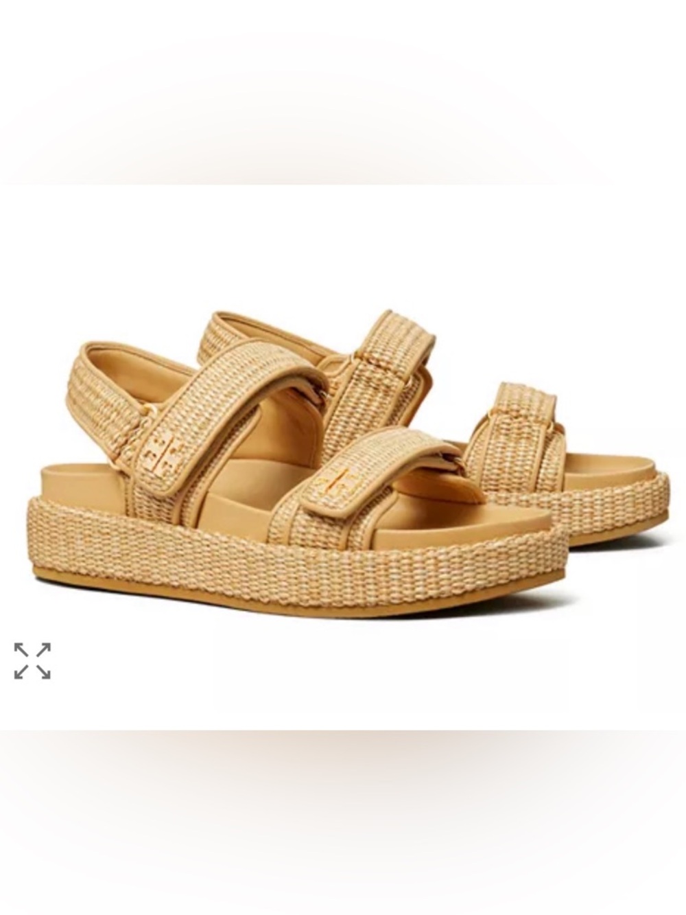 Tory Burch Kira Rafa Tan Woven Strap Sandals